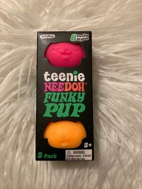 Teenie NeeDoh Funky Pup 3-Pack - Pink, Teal & Orange